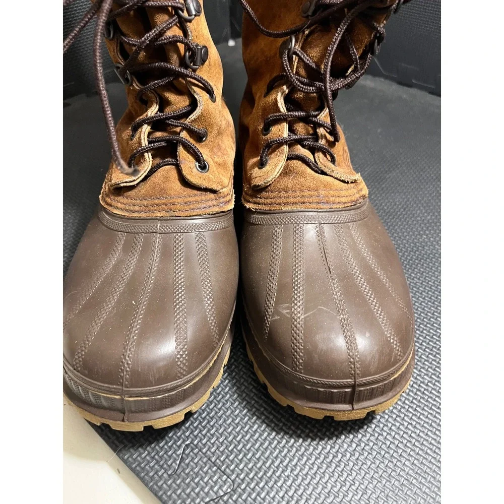 Sorel Vintage Caribou Winter Boot Mens 11 Brown Suede Waterproof Faux Fur Lining